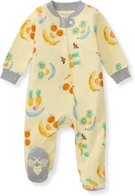 Burt's Bees Baby Boys' Organic Cotton Loose Fit Sleep and Play One-Piece Zip Front Footed Pajamas