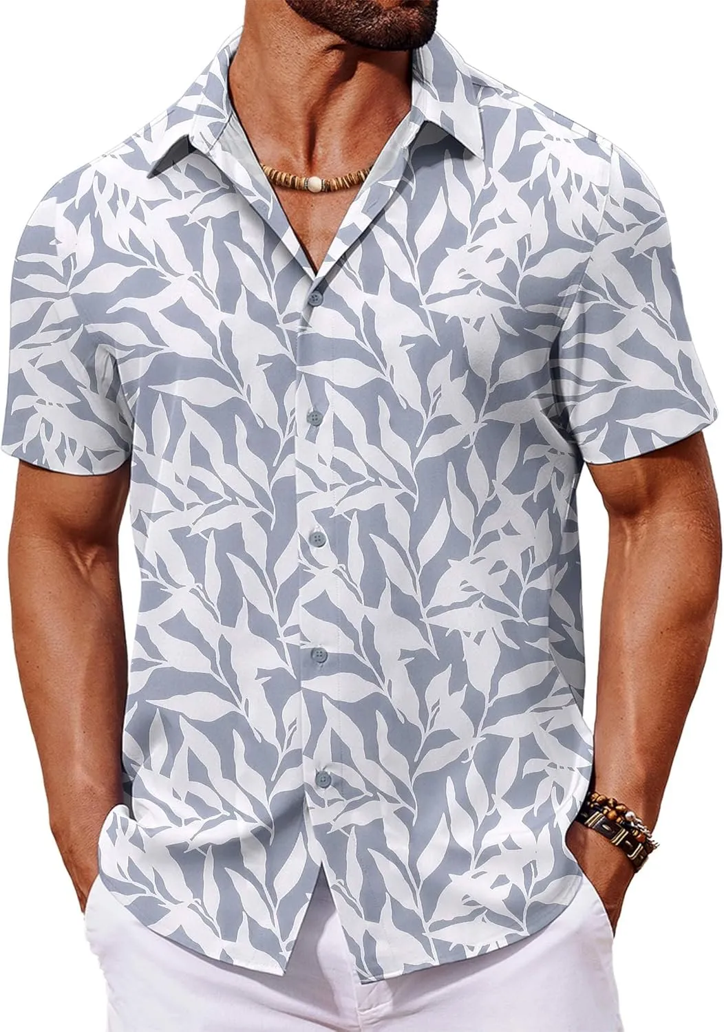 COOFANDY Mens Hawaiian Shirt Short Sleeve Button Down Shirts Tropical Floral Summer Beach Shirts