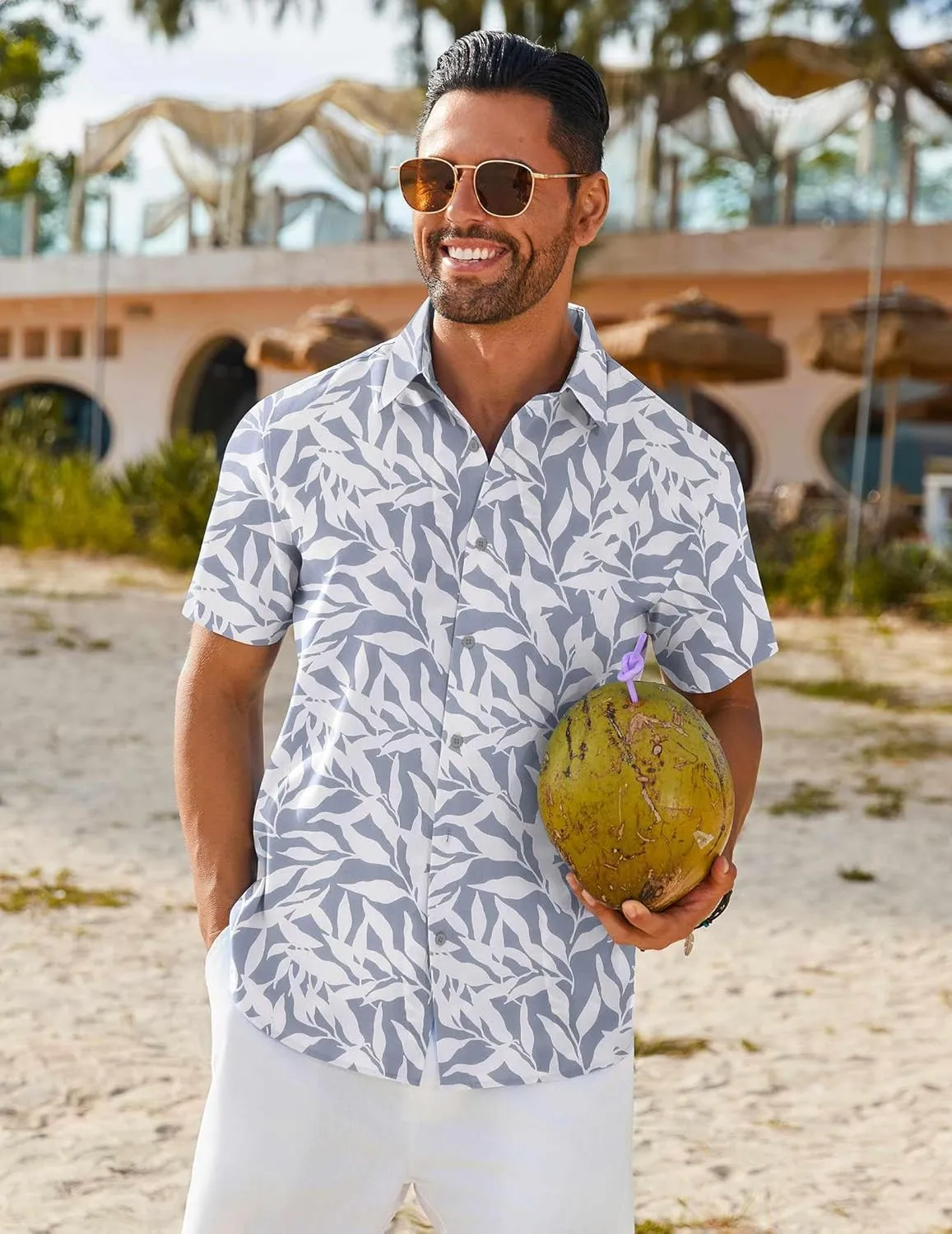 COOFANDY Mens Hawaiian Shirt Short Sleeve Button Down Shirts Tropical Floral Summer Beach Shirts