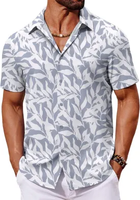 COOFANDY Mens Hawaiian Shirt Short Sleeve Button Down Shirts Tropical Floral Summer Beach Shirts