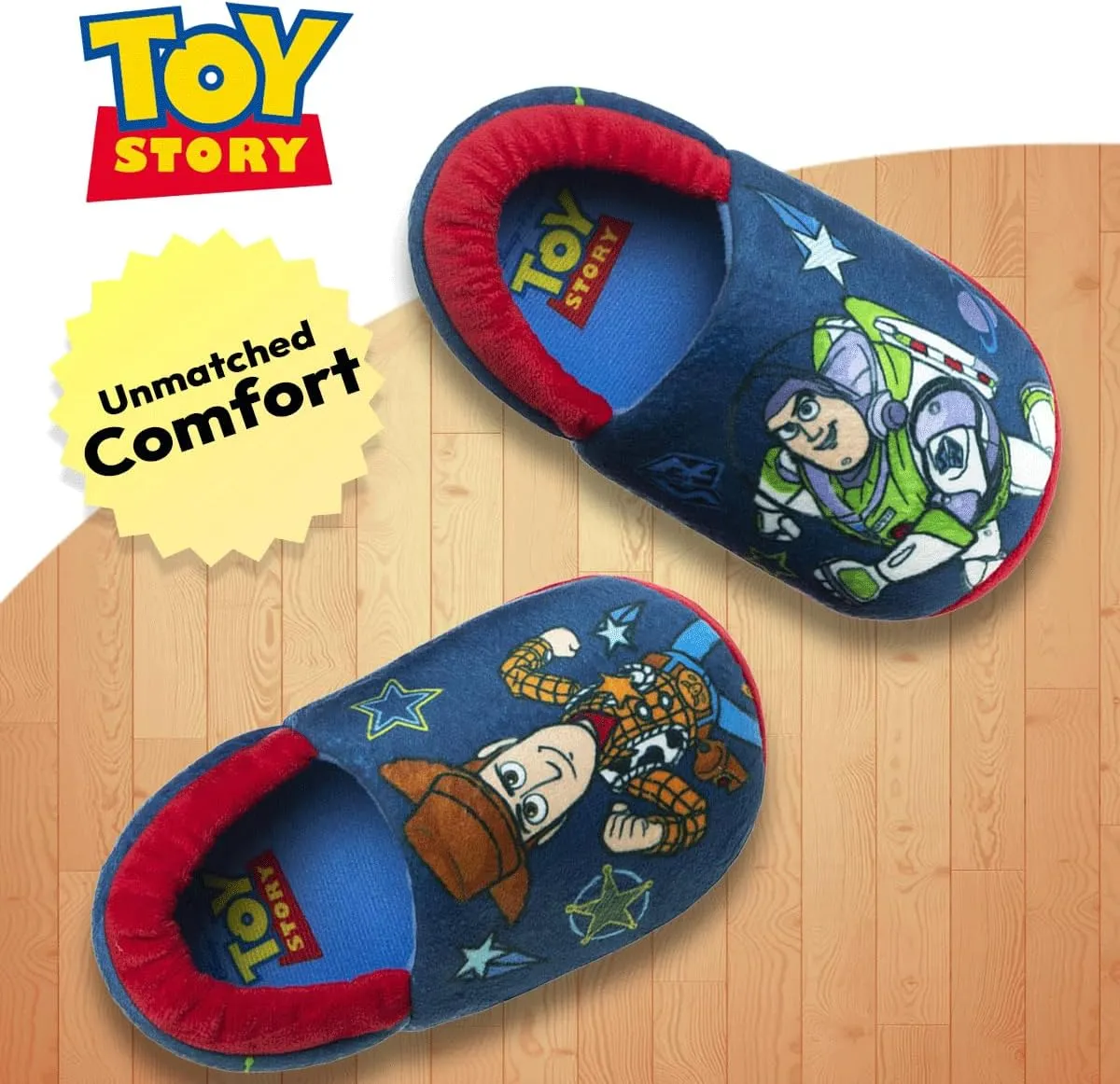 Disney Boys?? Toy Story Slippers ?C Buzz and Woody Fuzzy Slippers (Toddler/Kid)