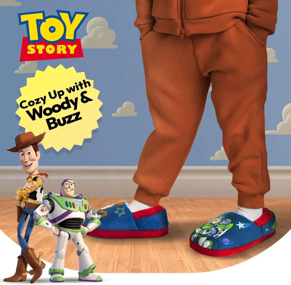 Disney Boys?? Toy Story Slippers ?C Buzz and Woody Fuzzy Slippers (Toddler/Kid)
