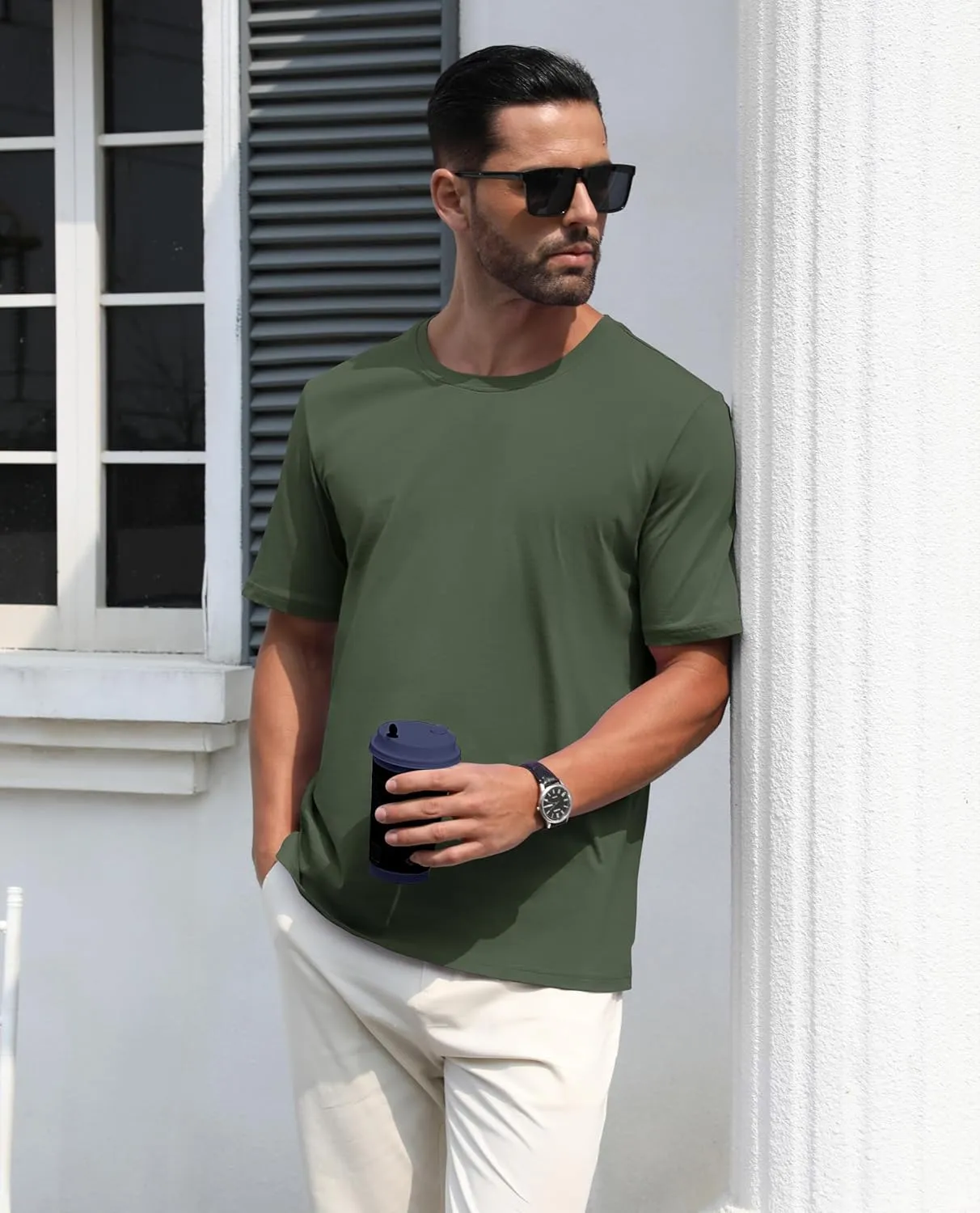 EKLENTSON Men's Cotton Crewneck T-Shirts Short Sleeve Plain Tee Moisture Wicking Casual Tshirts Solid Color