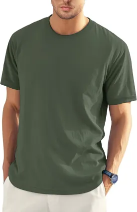 EKLENTSON Men's Cotton Crewneck T-Shirts Short Sleeve Plain Tee Moisture Wicking Casual Tshirts Solid Color