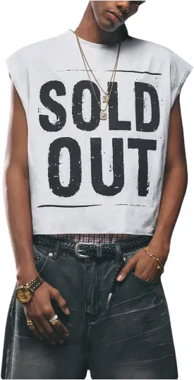 GORGLITTER Men's Dolman Sleeve Crop Vest Top T Shirts Crewneck Loose Pullover Tank Tops