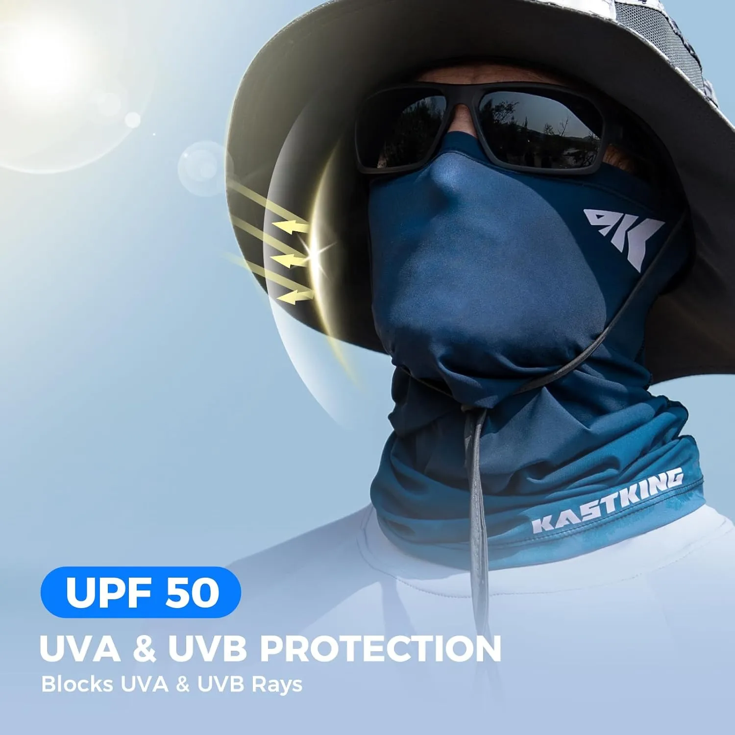 KastKing Ultimate Angler Neck Gaiter, UPF 50 Sun Mask, Sun Gaiters for Men & Women, Hydrocool Technology, Fishing, Hiking