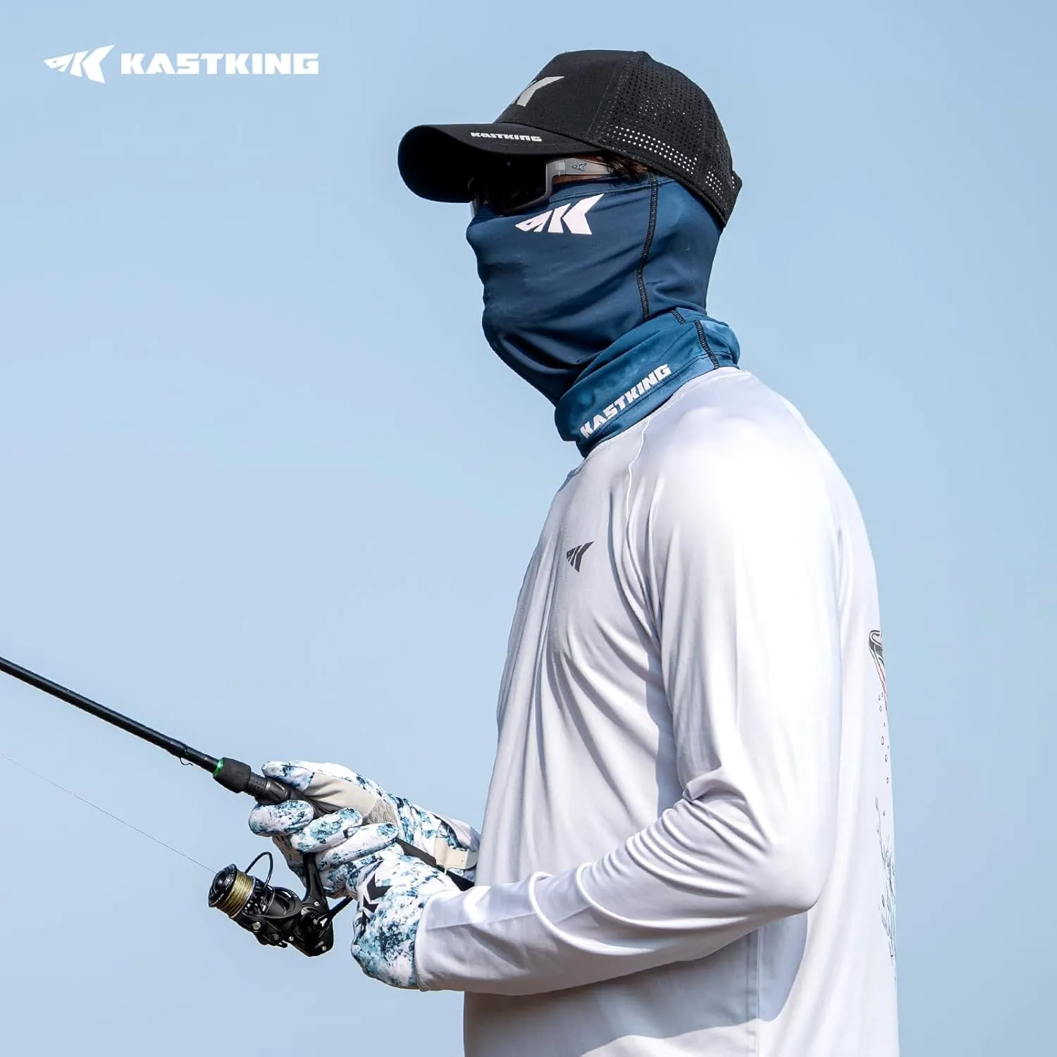 KastKing Ultimate Angler Neck Gaiter, UPF 50 Sun Mask, Sun Gaiters for Men & Women, Hydrocool Technology, Fishing, Hiking