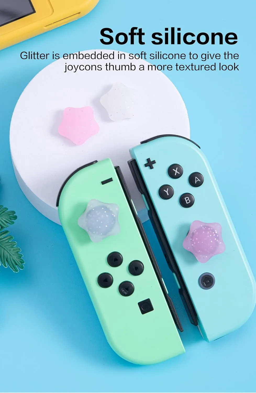 NANANINO Silicone Joycon Thumb Grip Caps, Soft Joystick Cover Caps Compatible with Nintendo Switch/OLED/Switch Lite, 4PCS - Stars