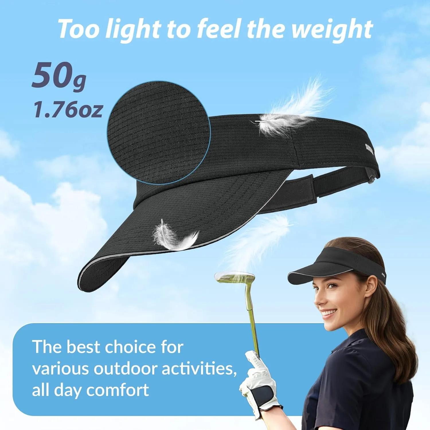 Sukeen Women's Adjustable Fit Runners Lightweight Comfort Performance Visor, Sports Sun Visor One Size Fits Most