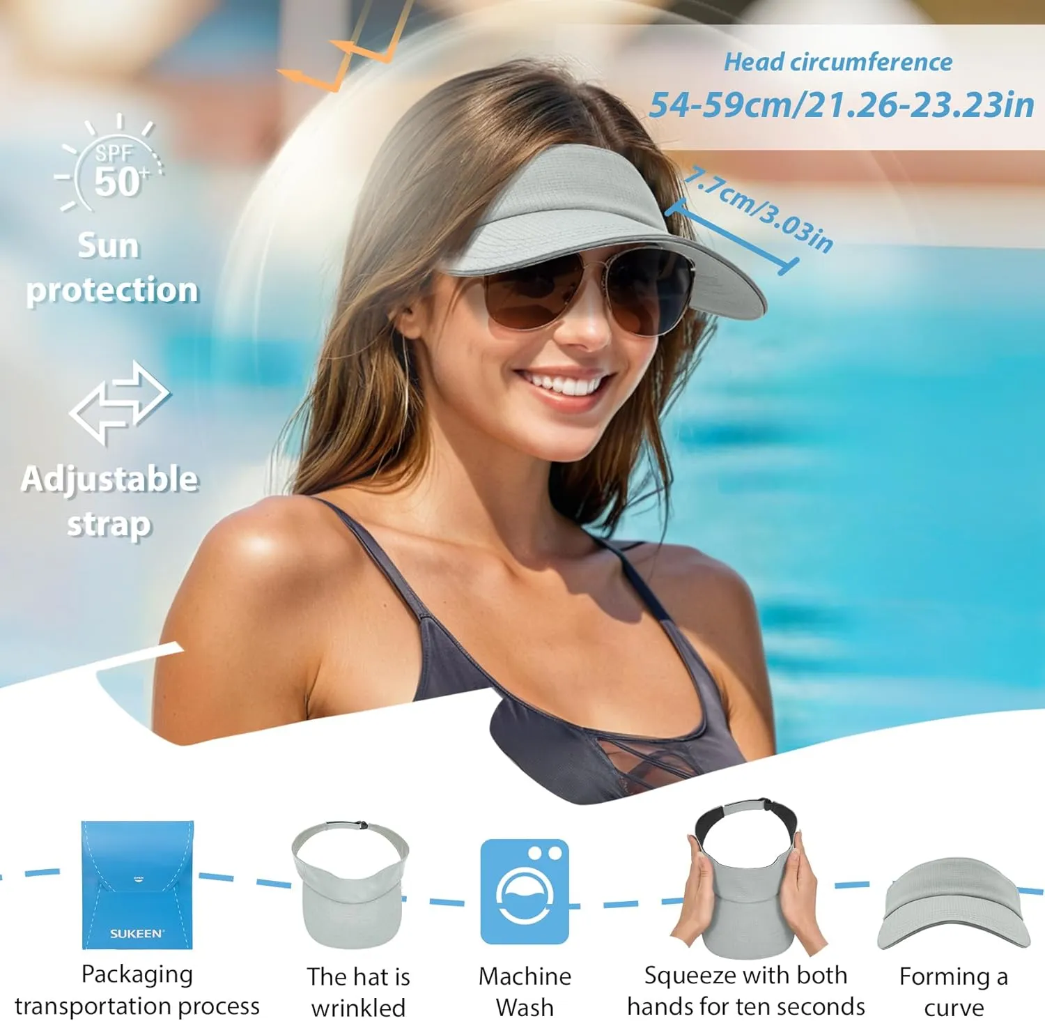 Sukeen Women's Adjustable Fit Runners Lightweight Comfort Performance Visor, Sports Sun Visor One Size Fits Most