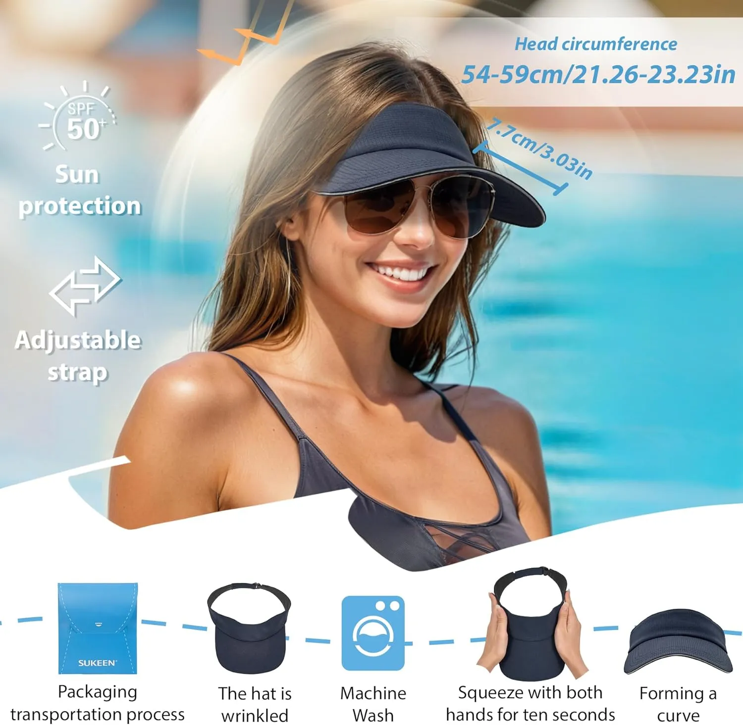 Sukeen Women's Adjustable Fit Runners Lightweight Comfort Performance Visor, Sports Sun Visor One Size Fits Most
